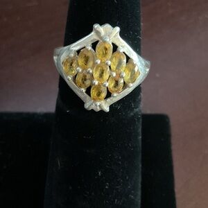 Elegant Silver Ring with Citrine Gemstones